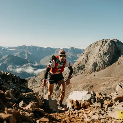 Trail runner on a mountain path